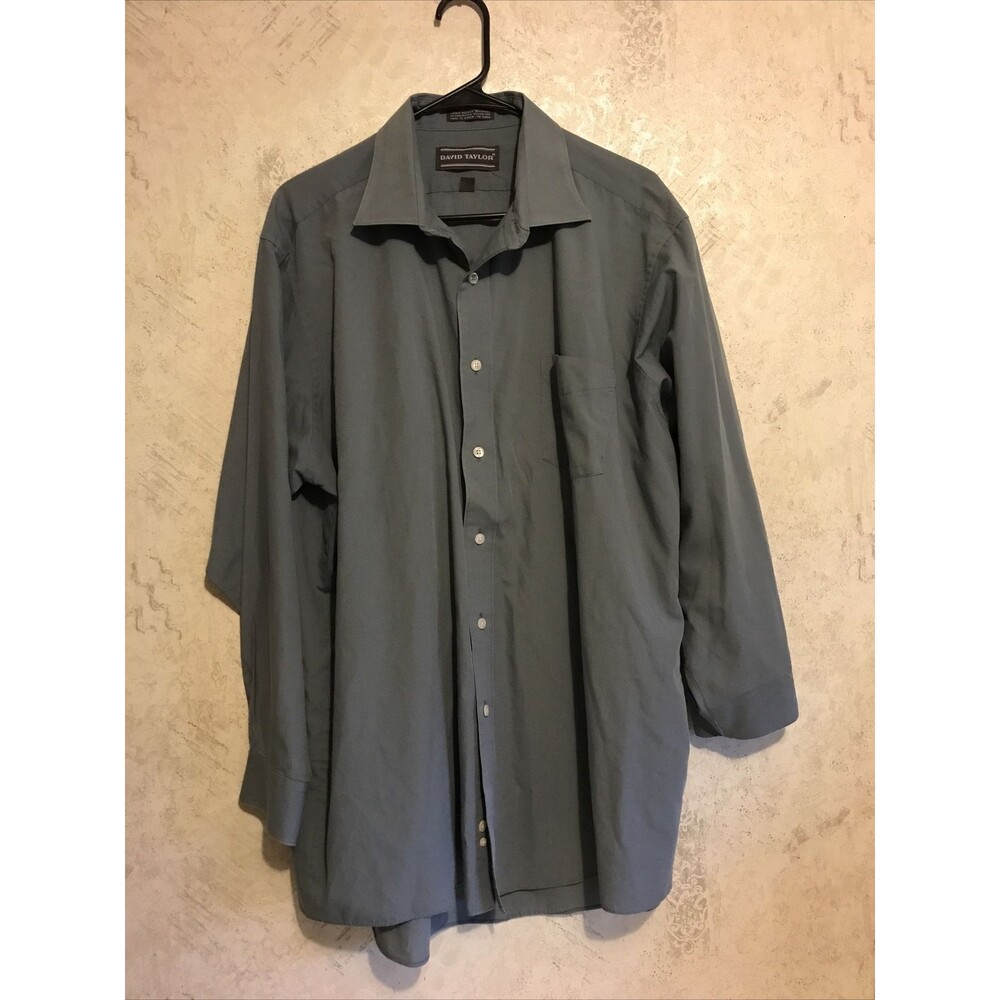 David Taylor Men's Size 18 Slate Blue Button Down Shirt